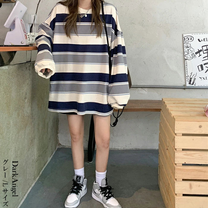 マルチボーダーオーバーサイズTシャツ