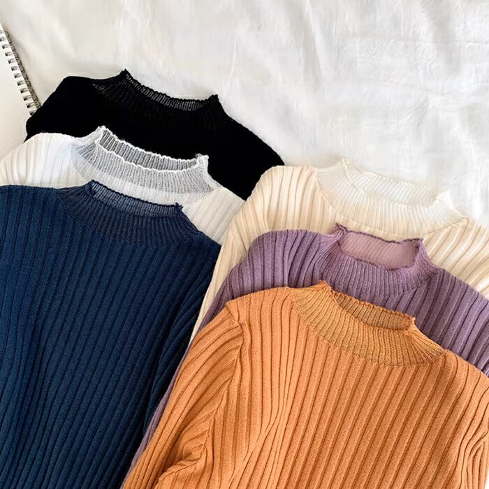 ポイントシアーリブニット