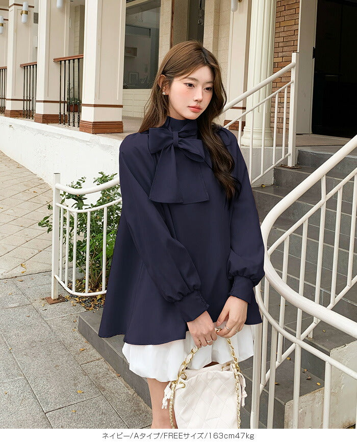 リボンブラウス