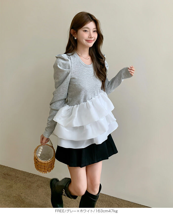 バルーンフリルドッキングトップス