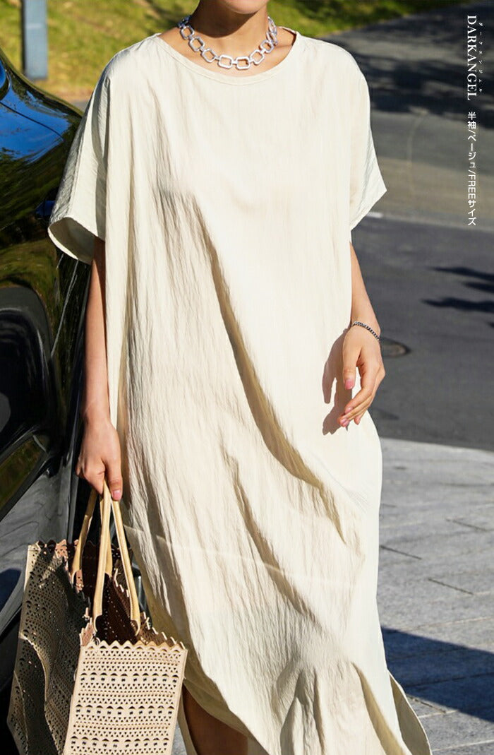 リネン風ノースリーブワンピース