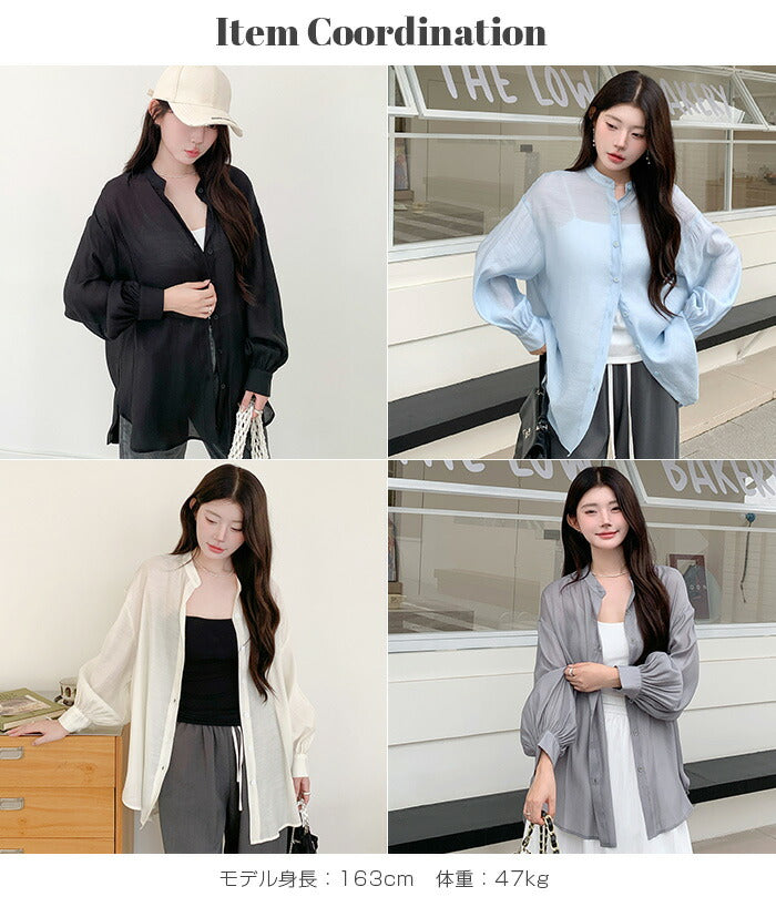 シアーハンドカラーシャツ