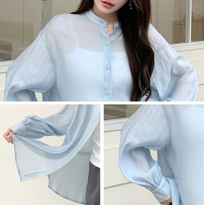 シアーハンドカラーシャツ