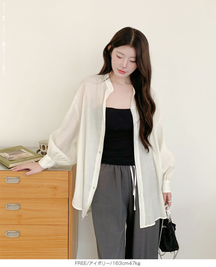 シアーハンドカラーシャツ