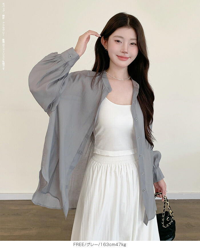 シアーハンドカラーシャツ