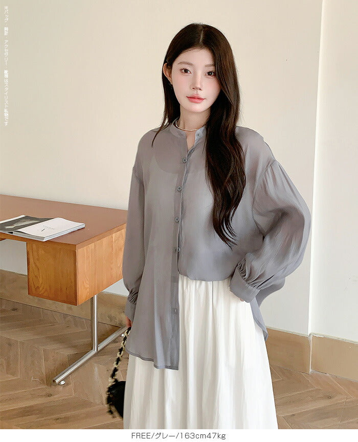 シアーハンドカラーシャツ