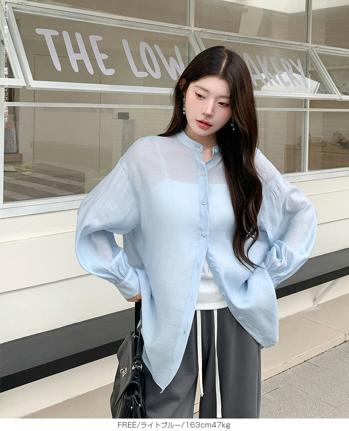 シアーハンドカラーシャツ