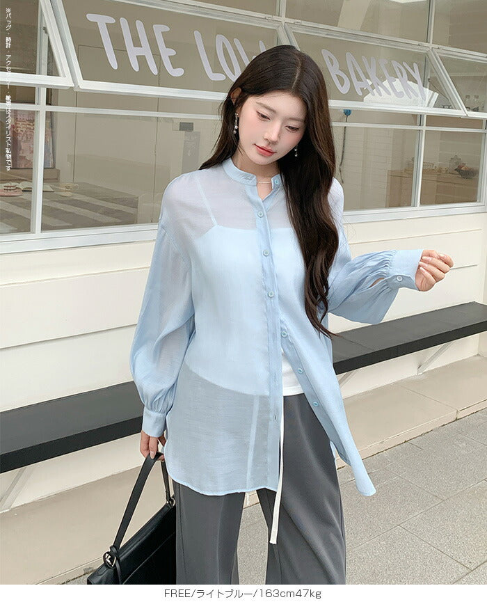 シアーハンドカラーシャツ