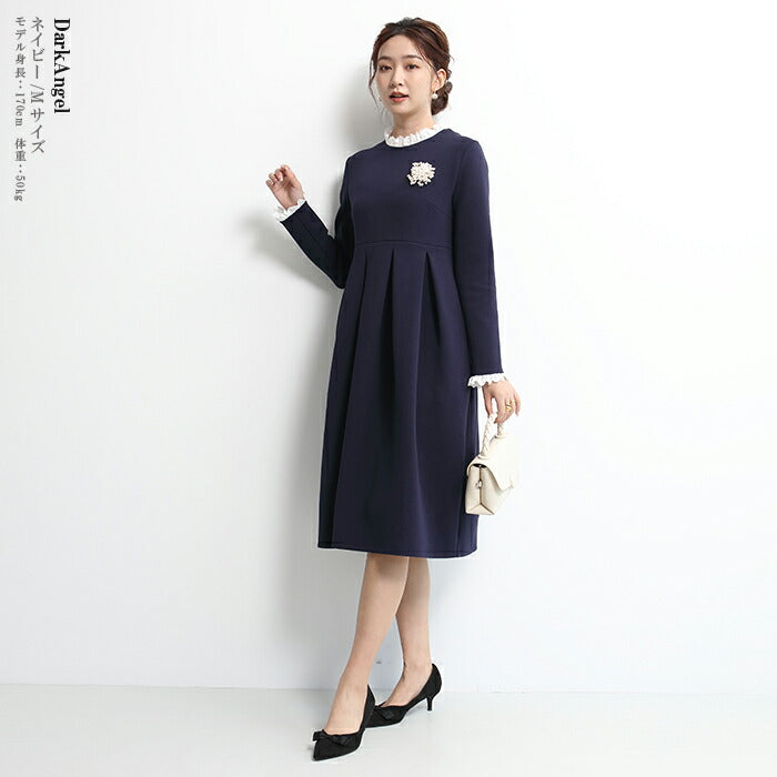 レースタックフレアワンピース