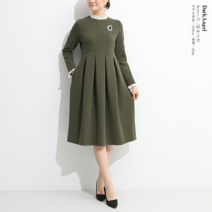 レースタックフレアワンピース