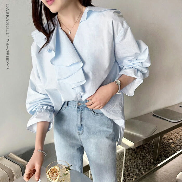 ラッフルケープブラウス