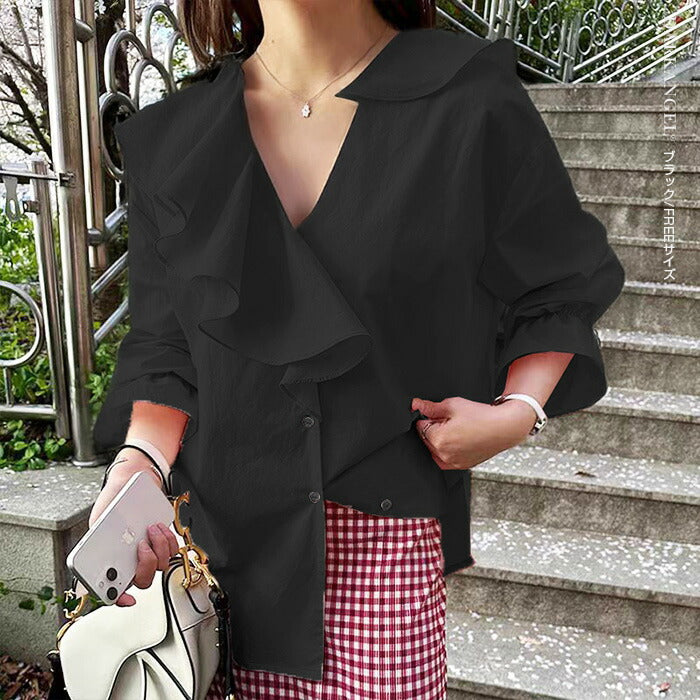 ラッフルケープブラウス