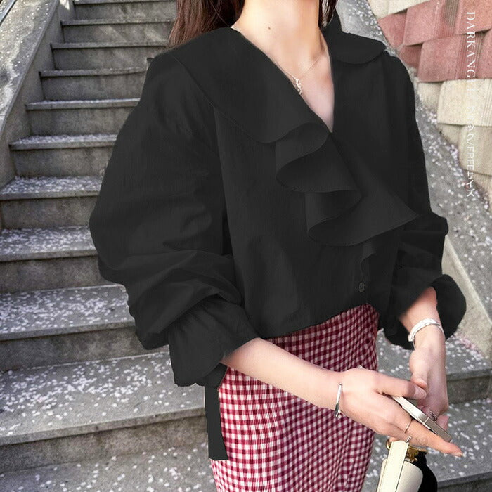 ラッフルケープブラウス