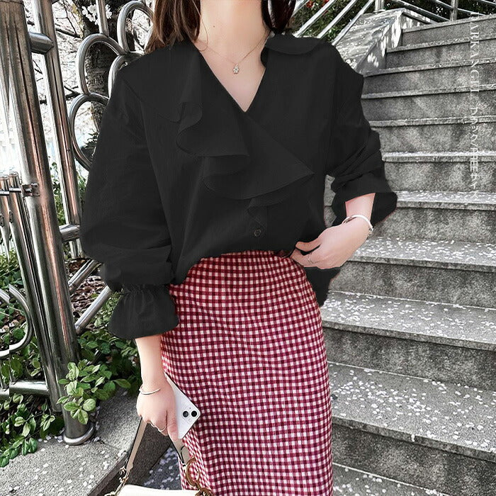 ラッフルケープブラウス