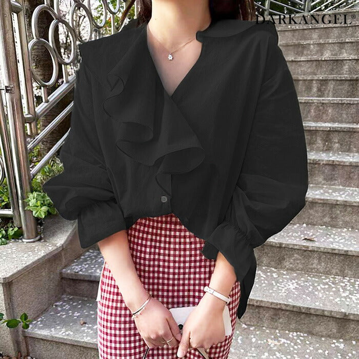 ラッフルケープブラウス