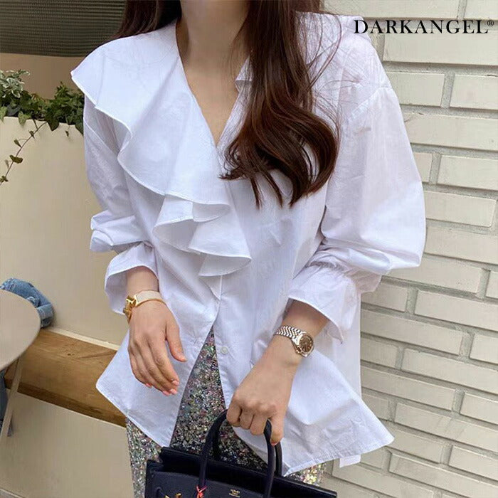 ラッフルケープブラウス