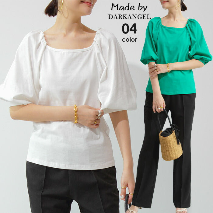 2wayネックパフ袖カットソー