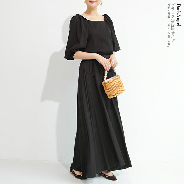 2wayネックパフ袖カットソー