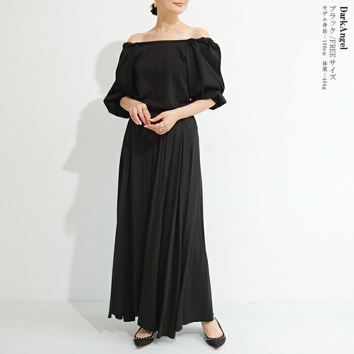 2wayネックパフ袖カットソー