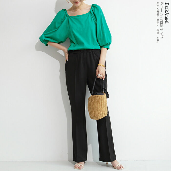 2wayネックパフ袖カットソー