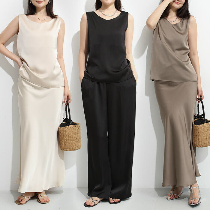 前後2wayサテンタンクトップ