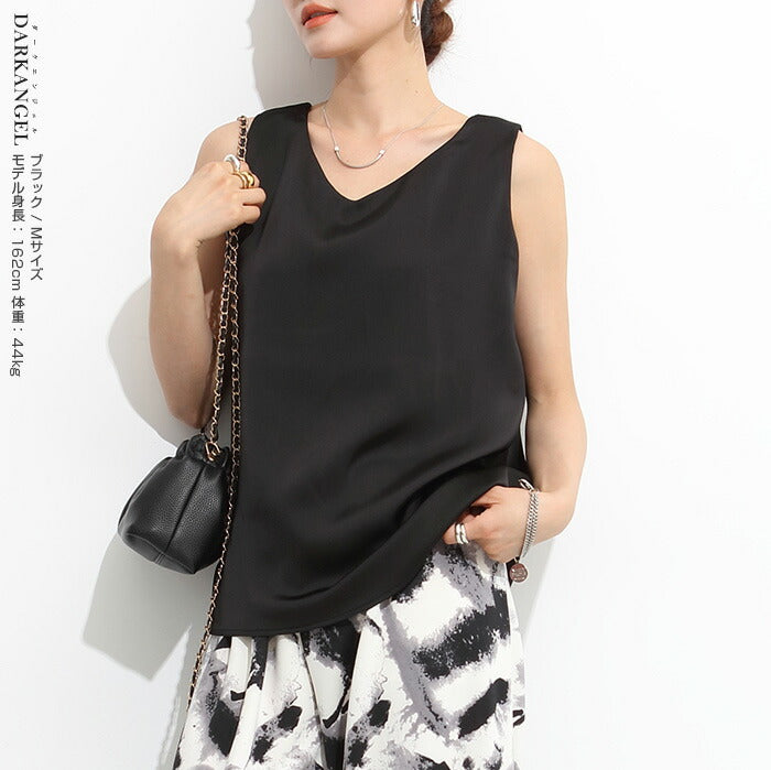 前後2wayサテンタンクトップ