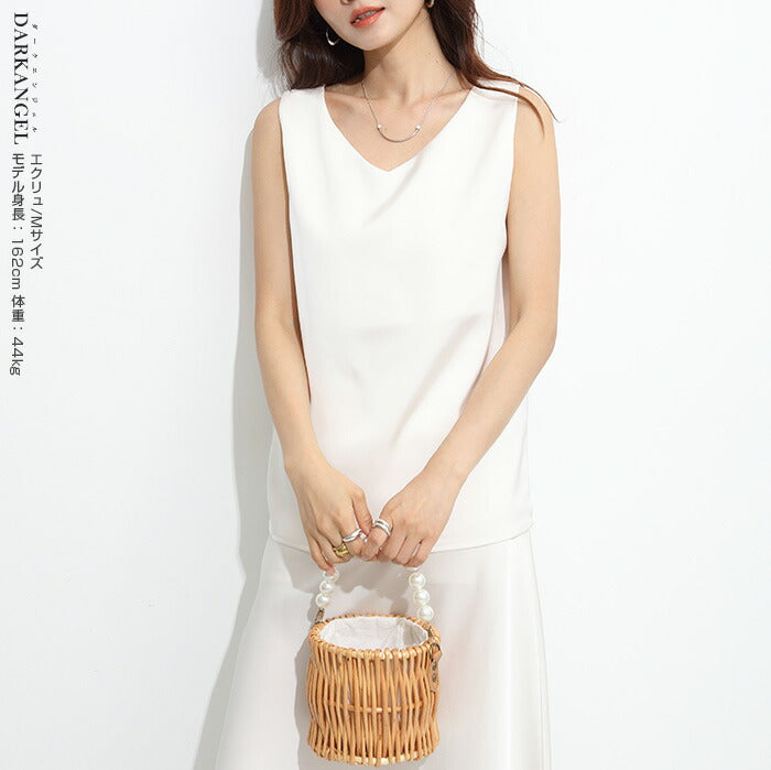 前後2wayサテンタンクトップ