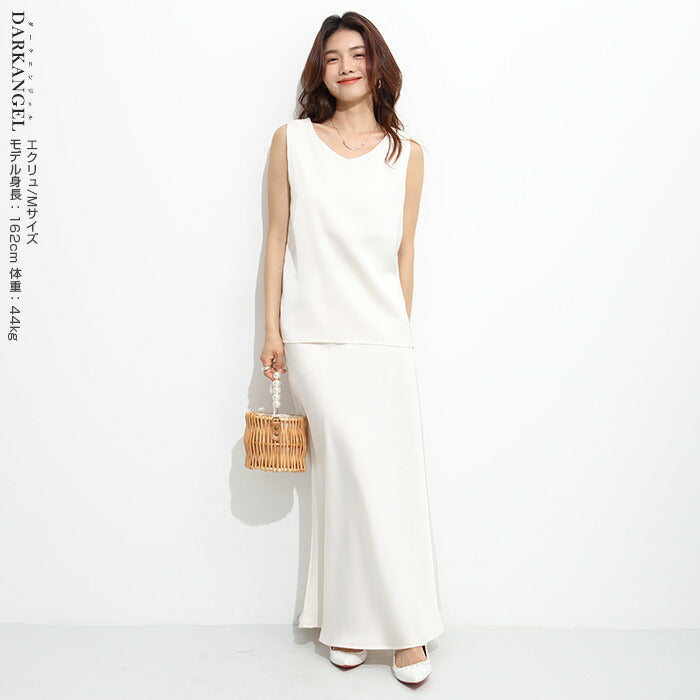 前後2wayサテンタンクトップ