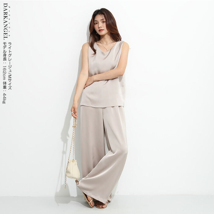 前後2wayサテンタンクトップ