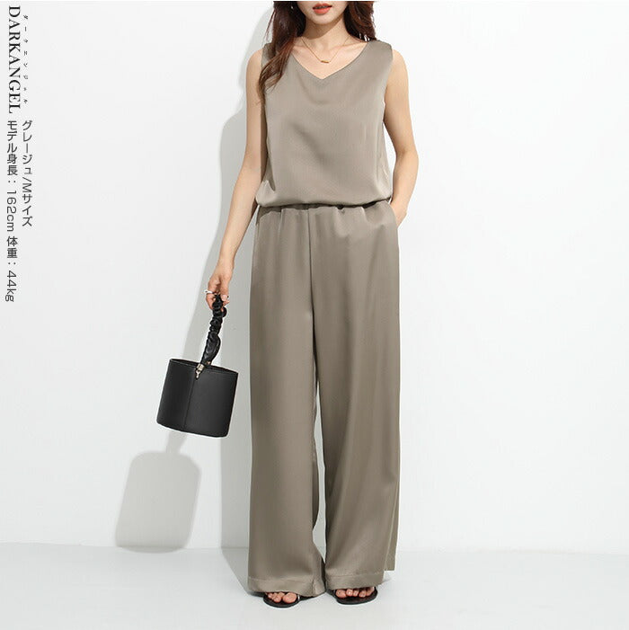 前後2wayサテンタンクトップ