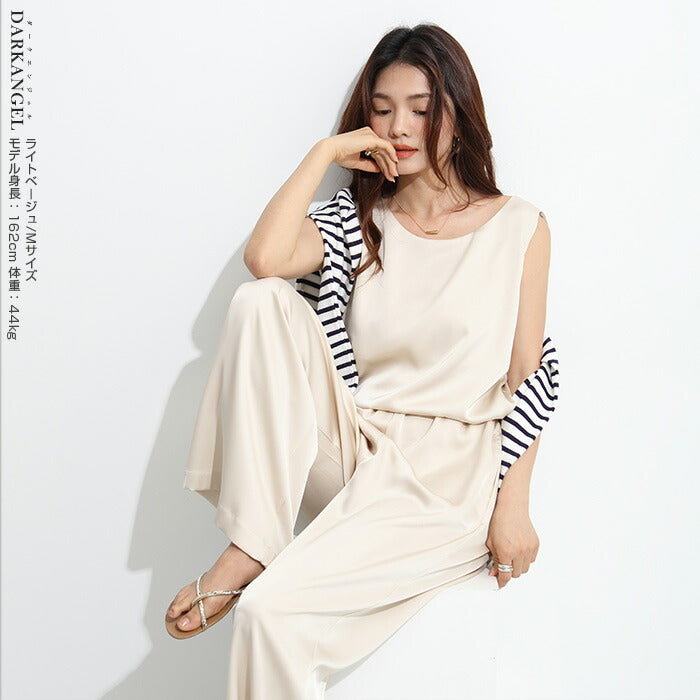 前後2wayサテンタンクトップ