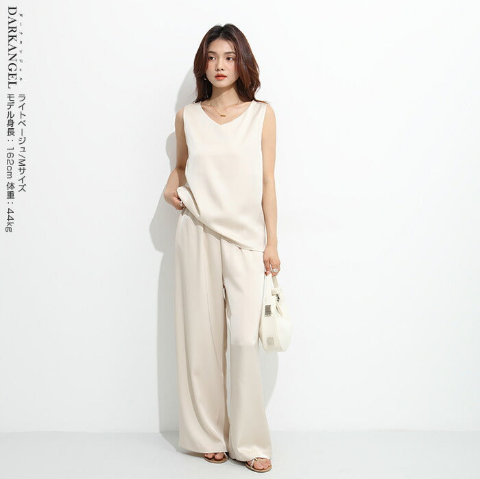 前後2wayサテンタンクトップ