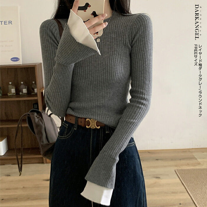 スリーブニットトップス