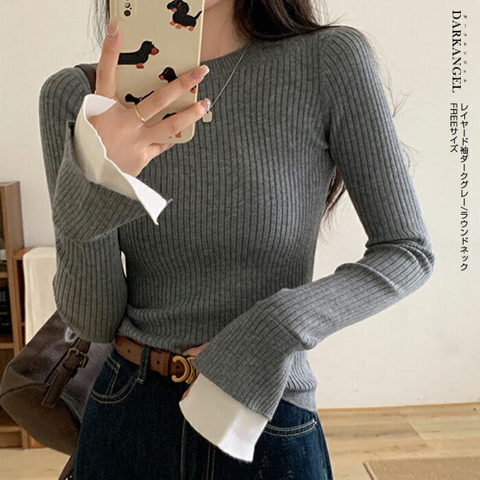 スリーブニットトップス