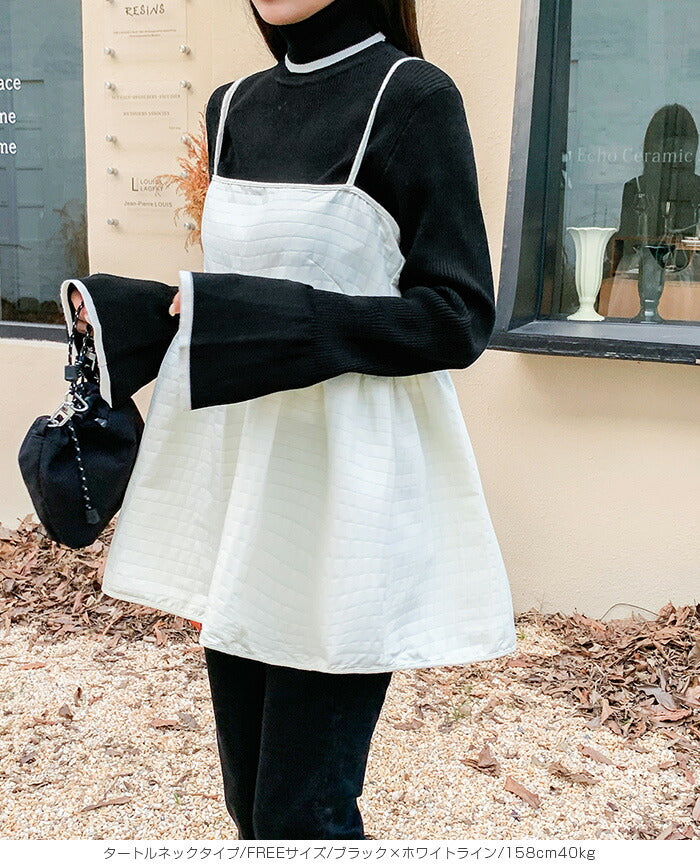 配色フレアスリーブニットトップス