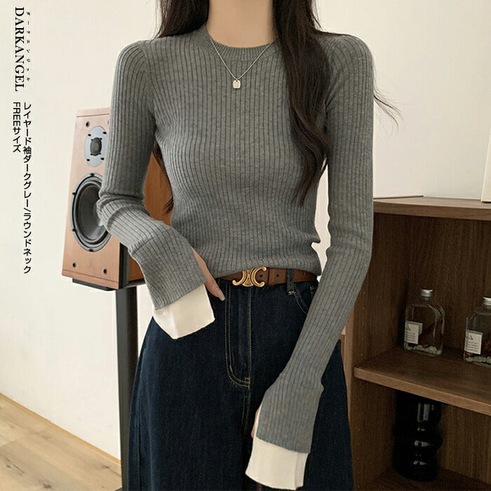 スリーブニットトップス