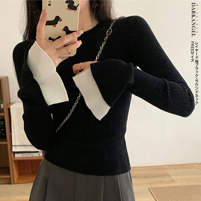 スリーブニットトップス