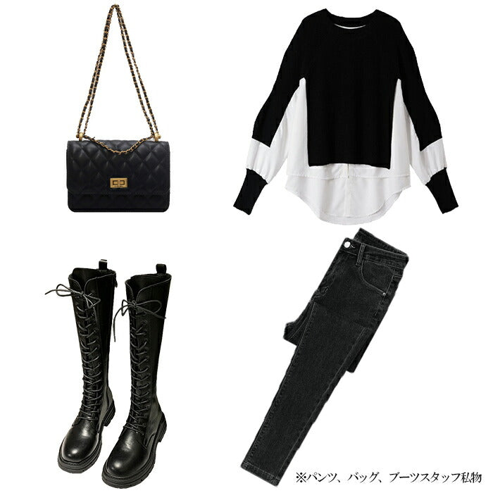 異素材切り替えトップス