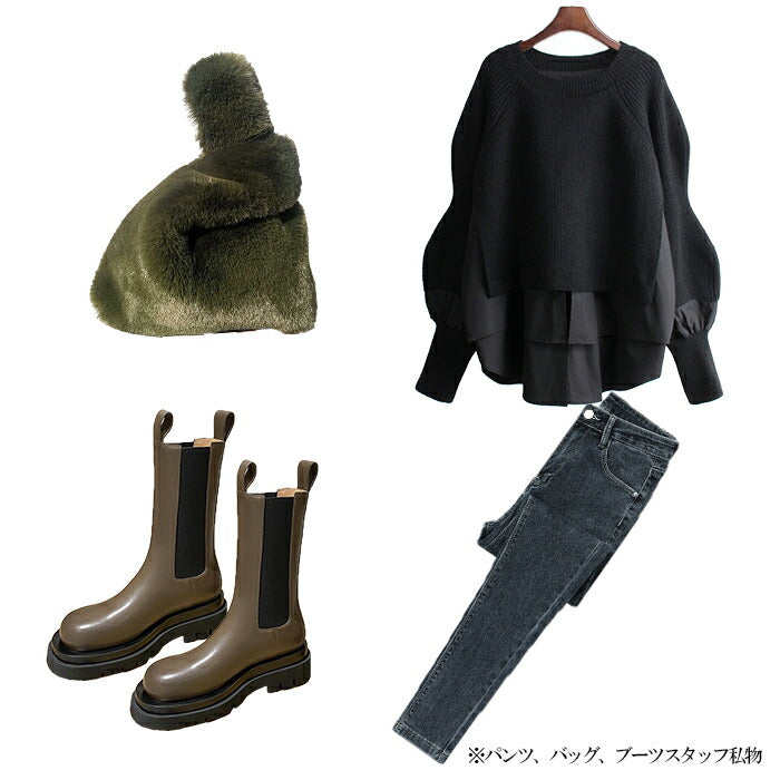 異素材切り替えトップス