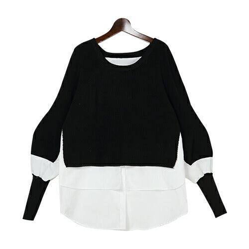 異素材切り替えトップス