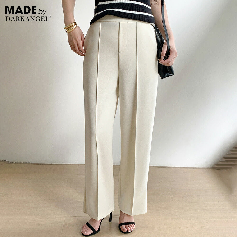 ピンタック入りストレッチワイドパンツ