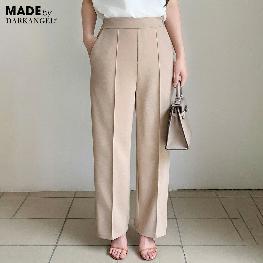 ピンタック入りストレッチワイドパンツ