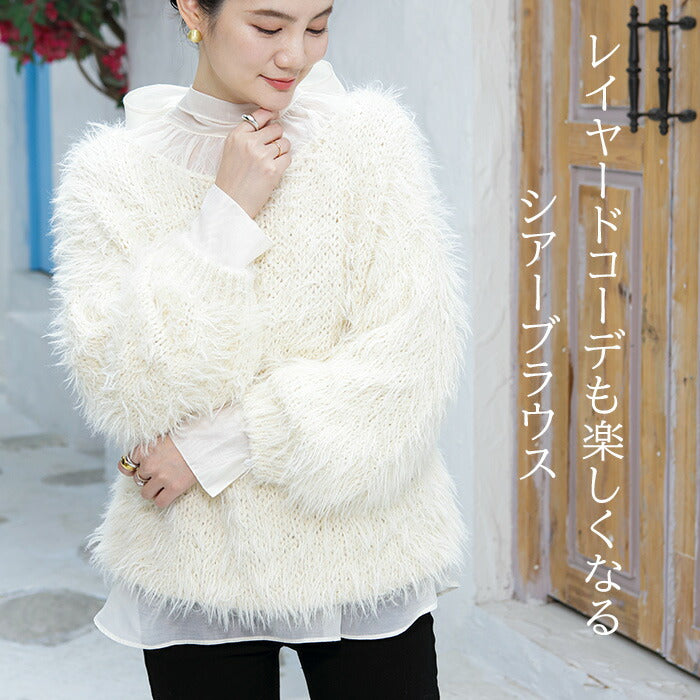 シアーボウタイリボンブラウス