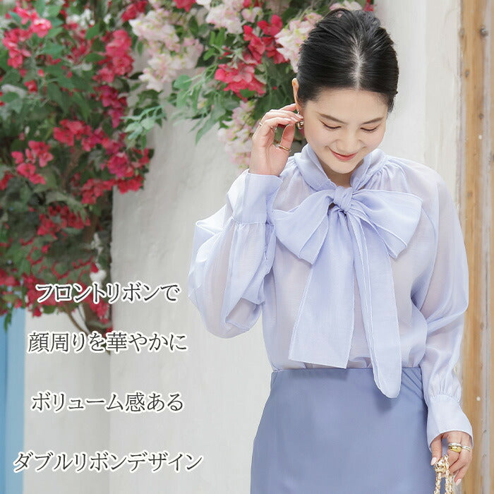 シアーボウタイリボンブラウス