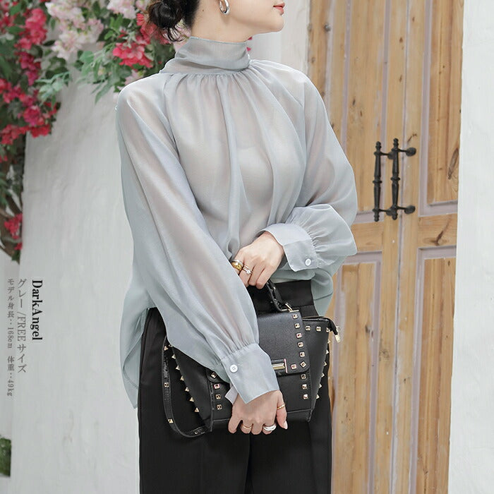 シアーボウタイリボンブラウス