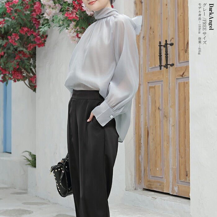 シアーボウタイリボンブラウス