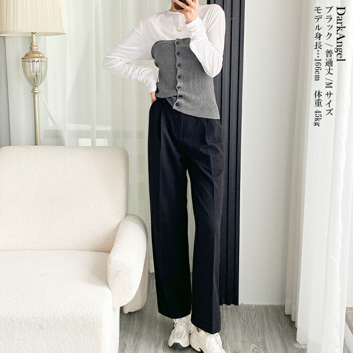 04color | レーヨン |タックワイドパンツ