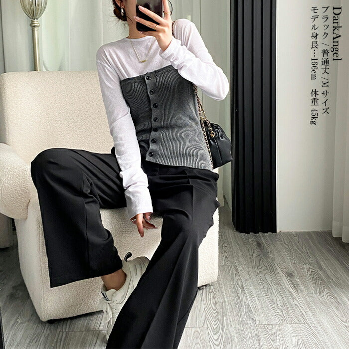 04color | レーヨン |タックワイドパンツ