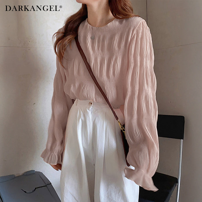 裏起毛スタンドカラーブラウス