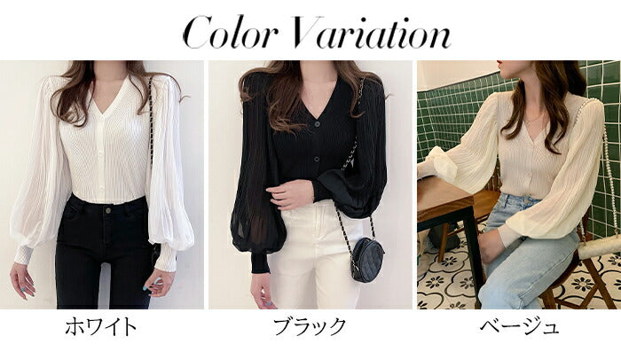 シフォンニットトップス